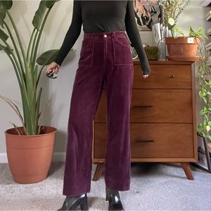 Zara purple corduroy straight leg pants